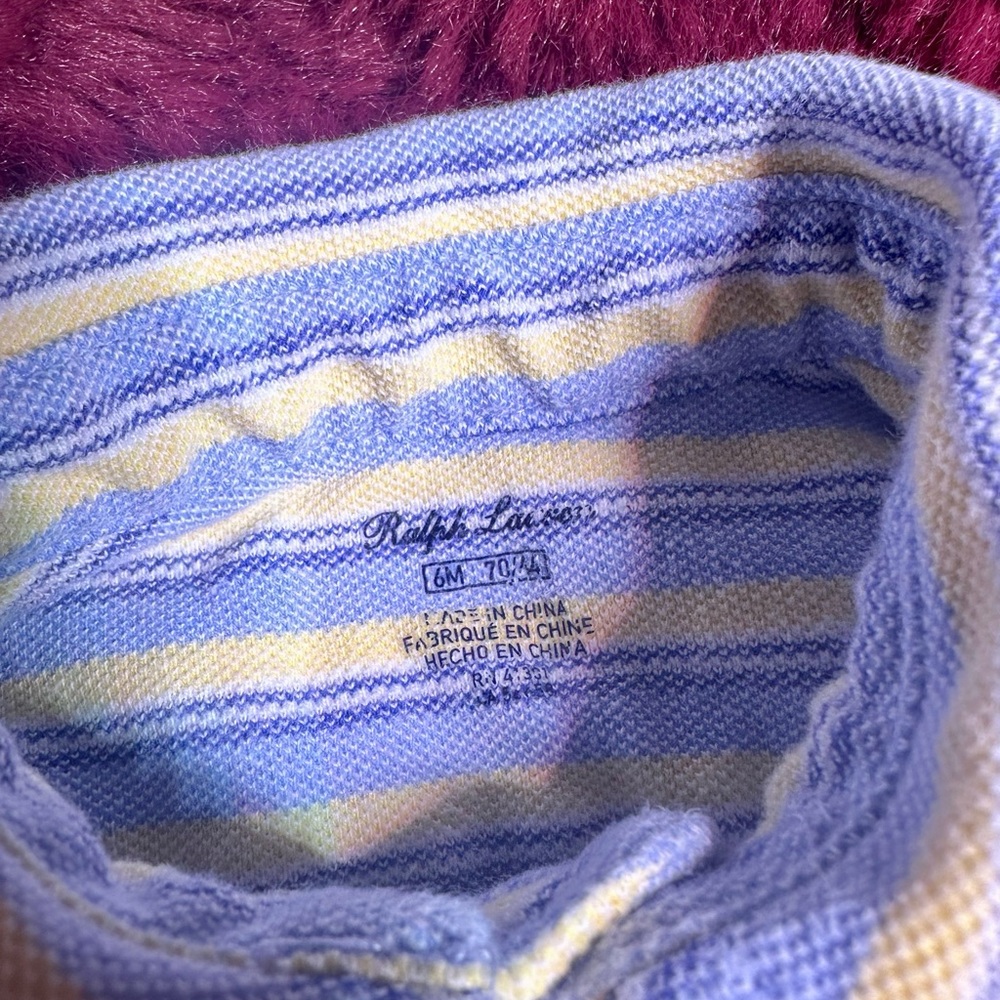 Ralph Lauren Baby Boy Oxford Shortall - Blue and Yellow Stripes - Picture 2 of 6